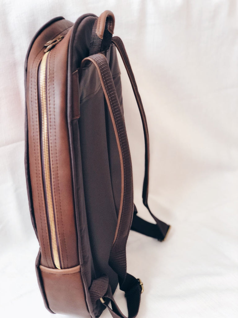 Esztany horizontal stripes leather backpack