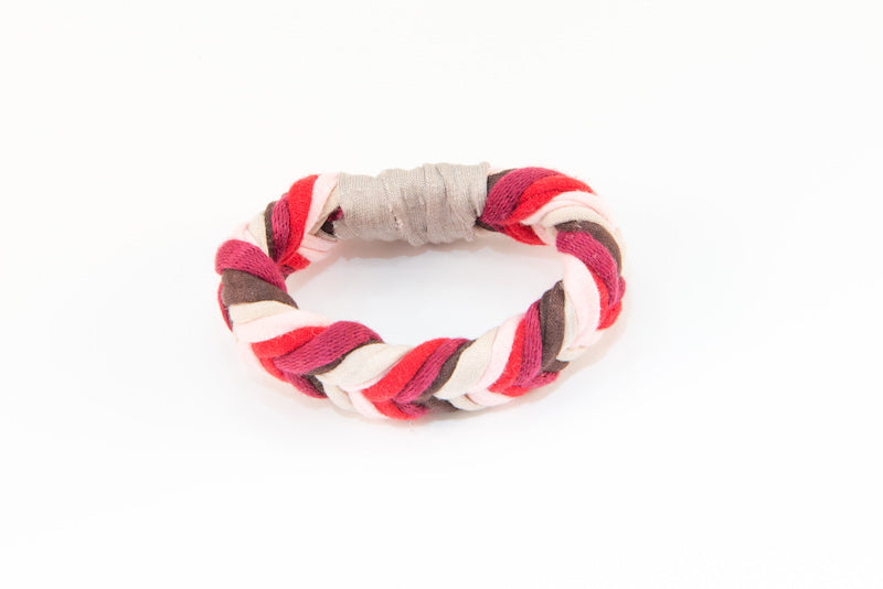 Colorful textile bracelet (red &white)