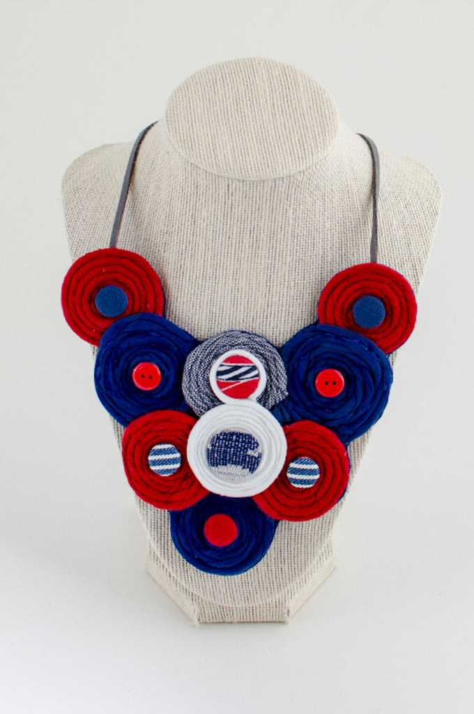 Red, white & blue textile jewelry set
