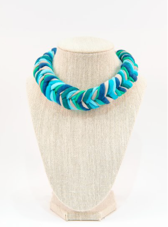 Colorful textile necklace (blue)
