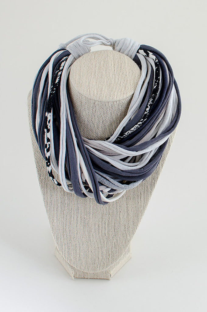 Shades of gray textile necklace
